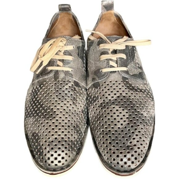 Trask Lena Camo Almond Toe Perforated Oxfords - Silver/Gray - 8 - Picture 3 of 14